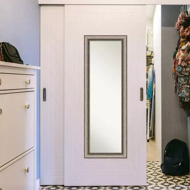 Specchio da porta/parete intero ornato color argento per 1 persona