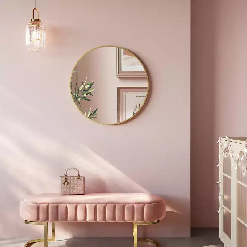 Specchio da parete rotondo oro, 60 cm, 1 persona, cornice in metallo