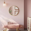 Specchio da parete rotondo oro, 60 cm, 1 persona, cornice in metallo