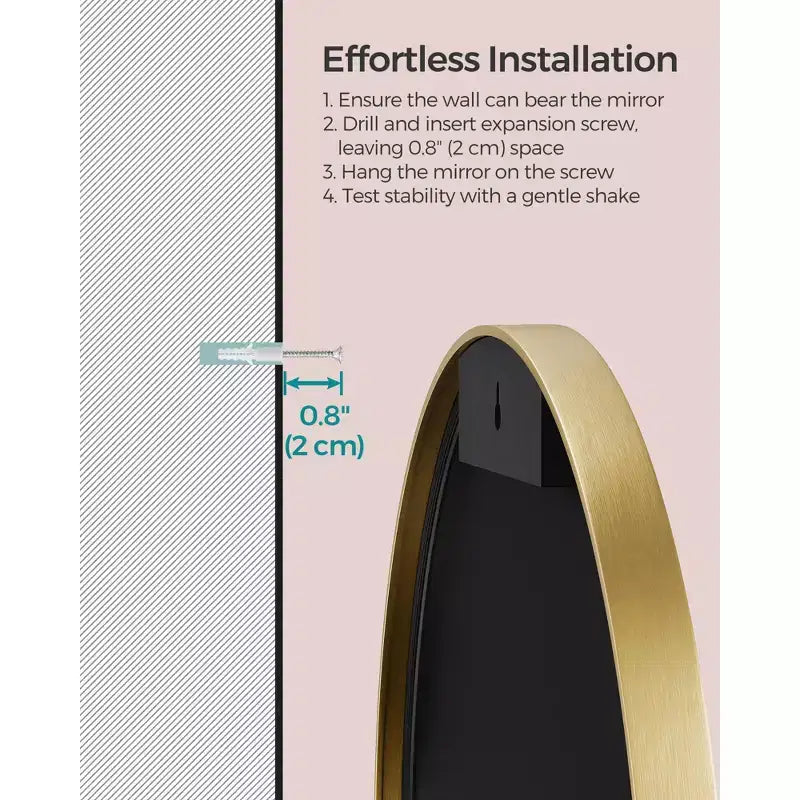 Specchio da parete rotondo oro, 60 cm, 1 persona, cornice in metallo