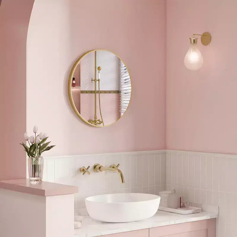 Specchio da parete rotondo oro, 60 cm, 1 persona, cornice in metallo