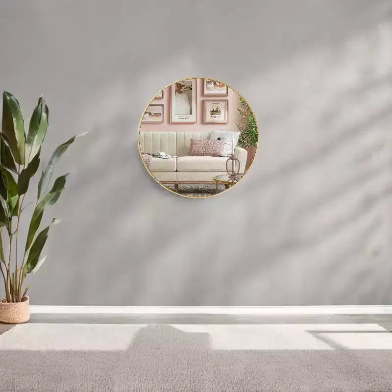 Specchio da parete rotondo oro, 60 cm, 1 persona, cornice in metallo