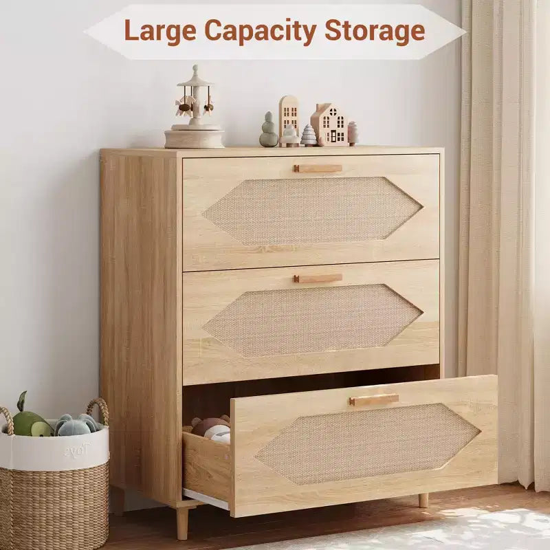 Cassettiera a 3 cassetti in rattan naturale – 1 persona