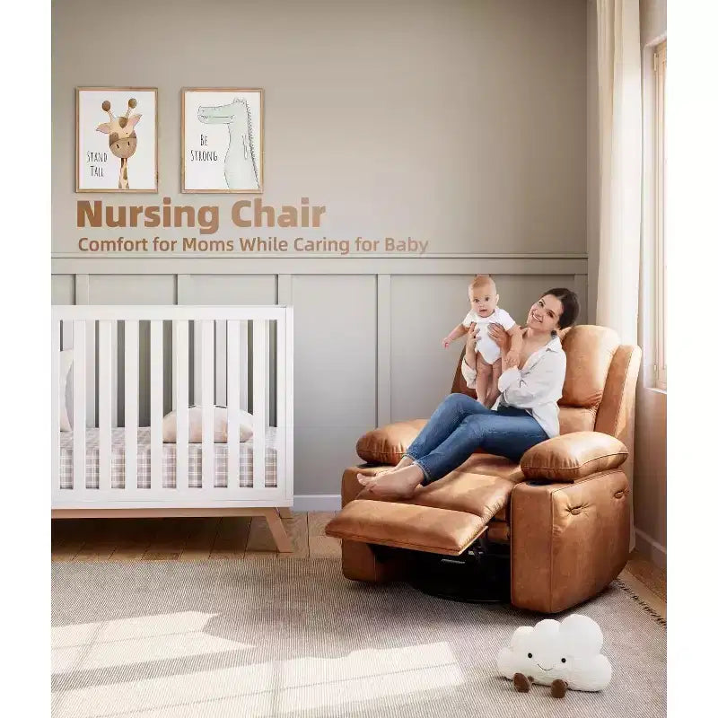 Recliner girevole manuale marrone/caffè/crema/grigio/tortora con riscaldamento e massaggio, sedile singolo