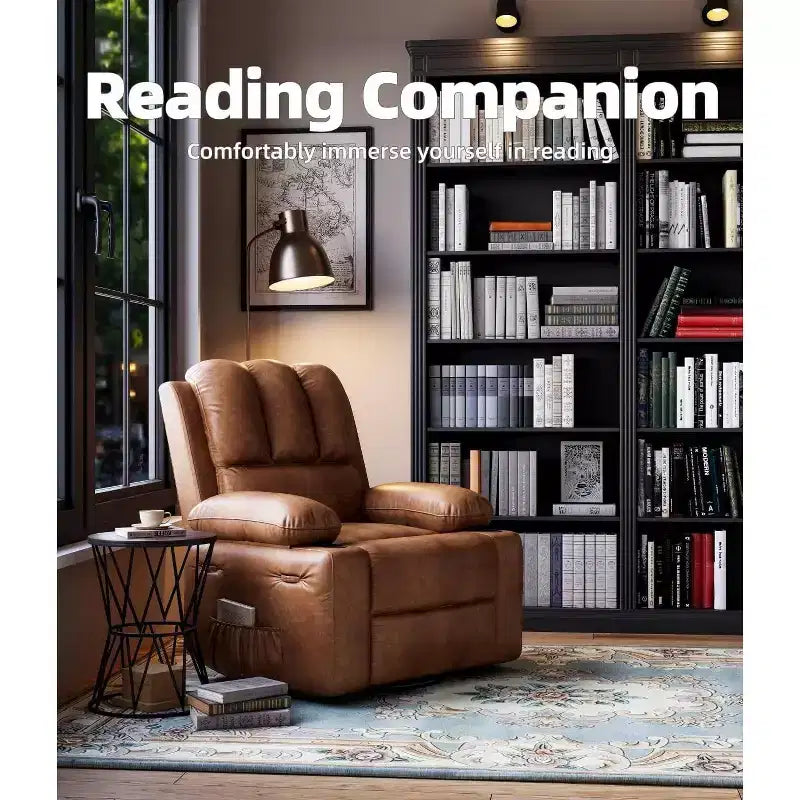 Recliner girevole manuale marrone/caffè/crema/grigio/tortora con riscaldamento e massaggio, sedile singolo