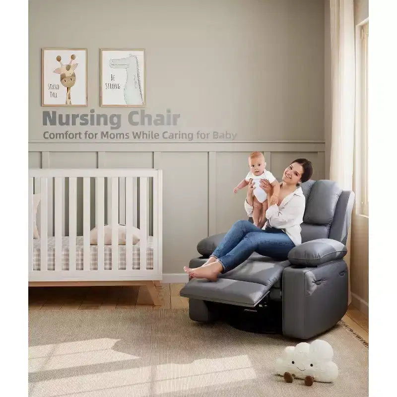 Recliner girevole manuale marrone/caffè/crema/grigio/tortora con riscaldamento e massaggio, sedile singolo