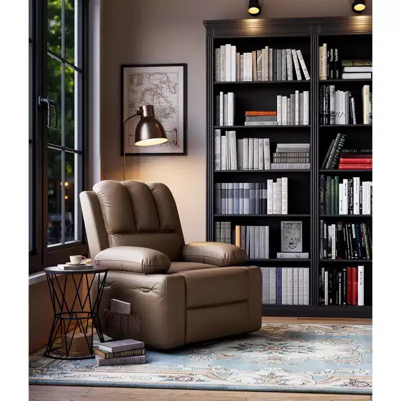 Recliner girevole manuale marrone/caffè/crema/grigio/tortora con riscaldamento e massaggio, sedile singolo