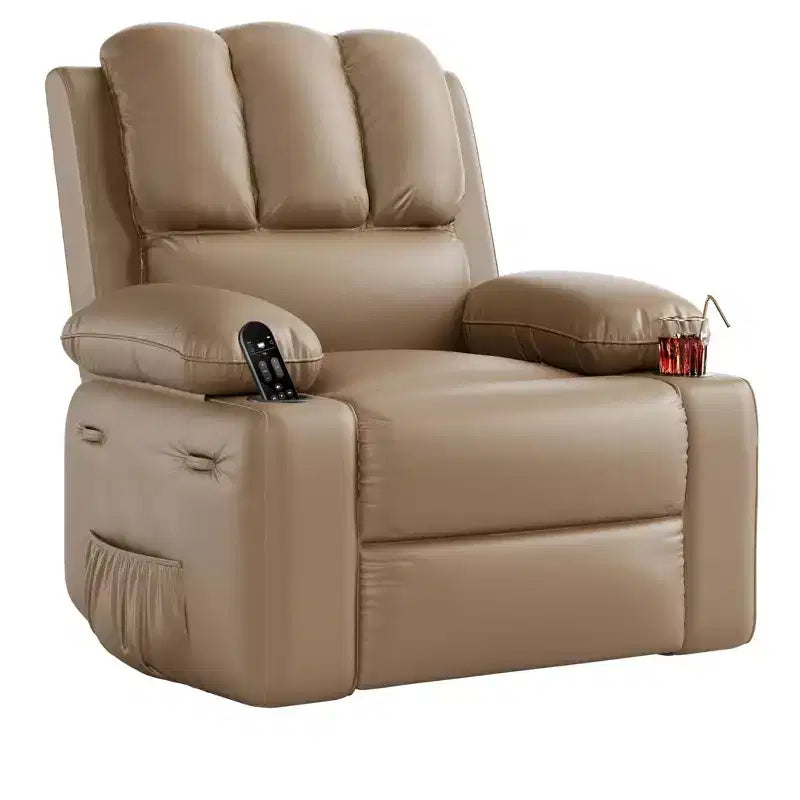Recliner girevole manuale marrone/caffè/crema/grigio/tortora con riscaldamento e massaggio, sedile singolo