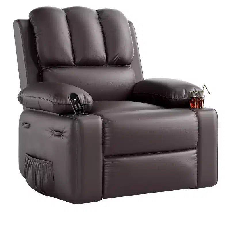 Recliner girevole manuale marrone/caffè/crema/grigio/tortora con riscaldamento e massaggio, sedile singolo