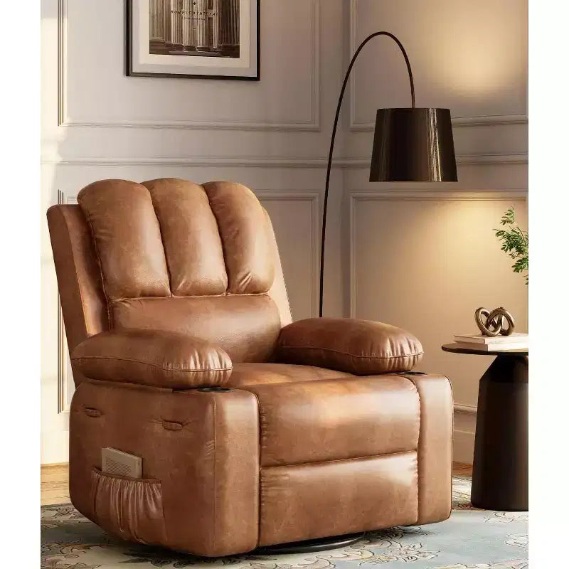 Recliner girevole manuale marrone/caffè/crema/grigio/tortora con riscaldamento e massaggio, sedile singolo