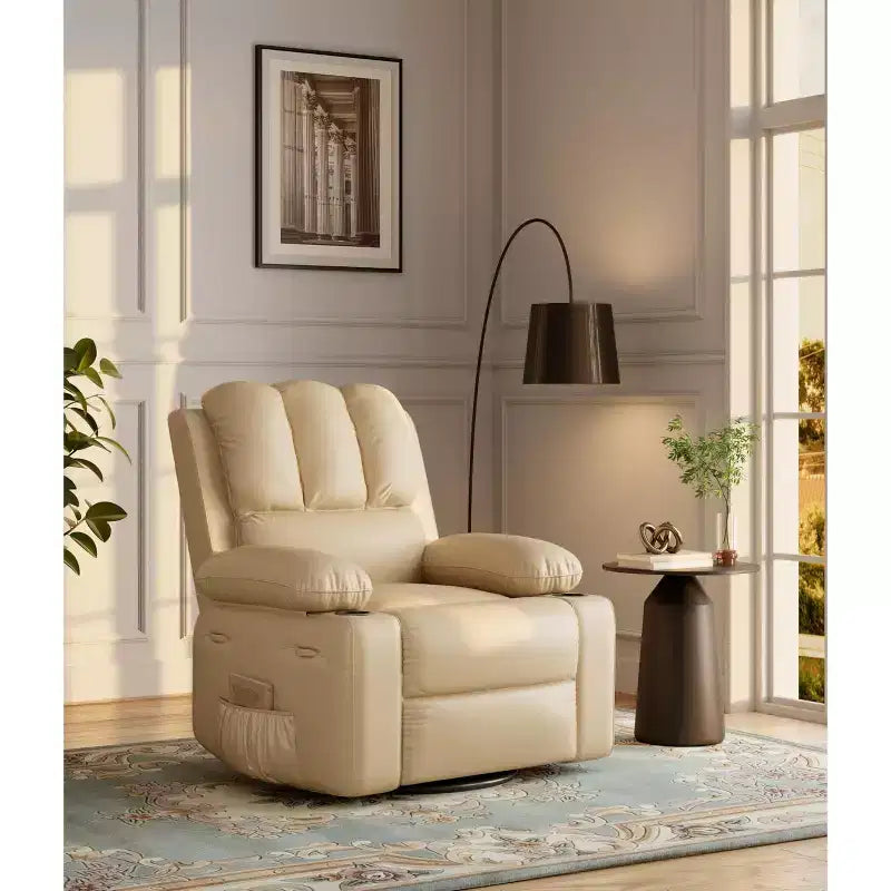 Recliner girevole manuale marrone/caffè/crema/grigio/tortora con riscaldamento e massaggio, sedile singolo