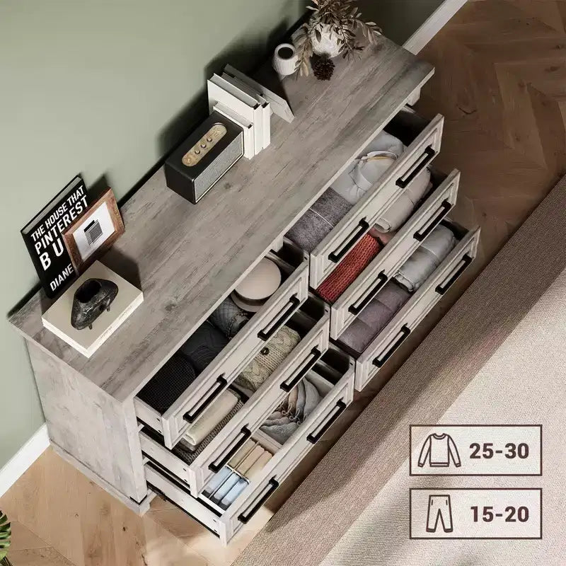 Cassettiera effetto legno, comò a 6/8 cassetti, singolo