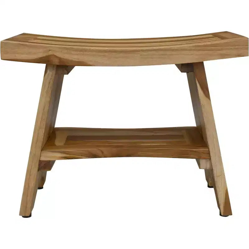 HomeRoots 24 Natural Teak Rectangular Shower Bench With Shelf