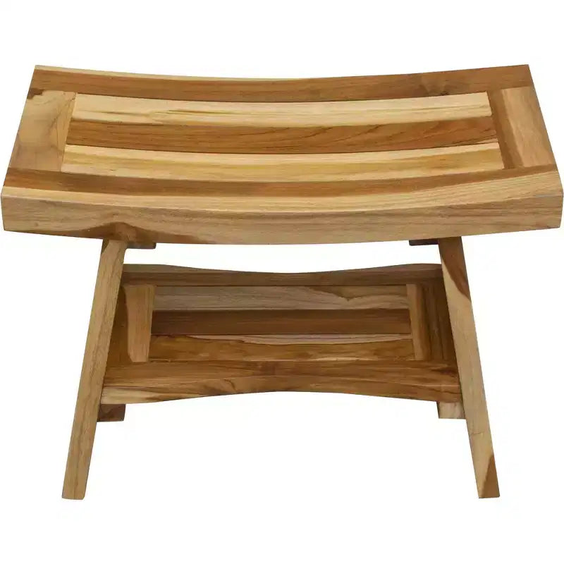 Panchina doccia rettangolare in teak naturale con ripiano, 1 persona