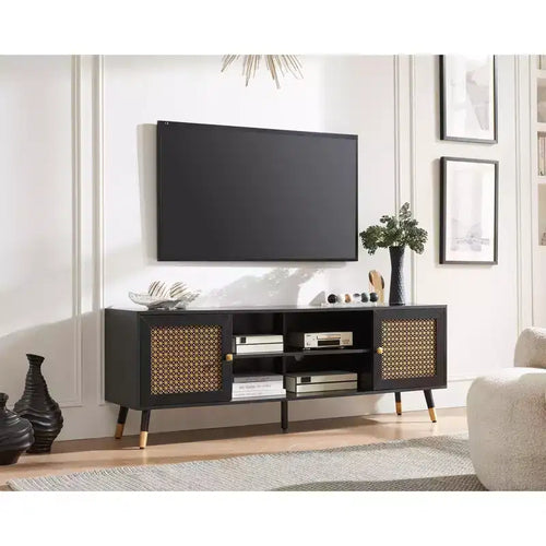 Probe Hues Boho TV Stand for TVs up to 70, Entertainment Center with Storage