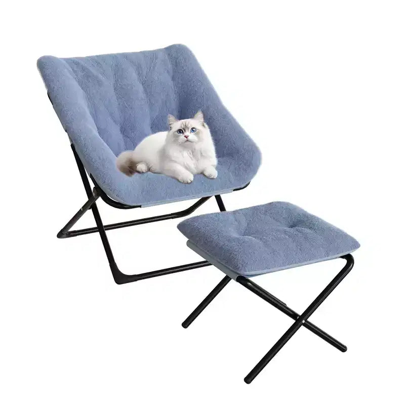 Poltrona lounge pieghevole in pelliccia sintetica, senza braccioli, 1 posto – Beige / Blu / Caffè / Grigio / Rosa