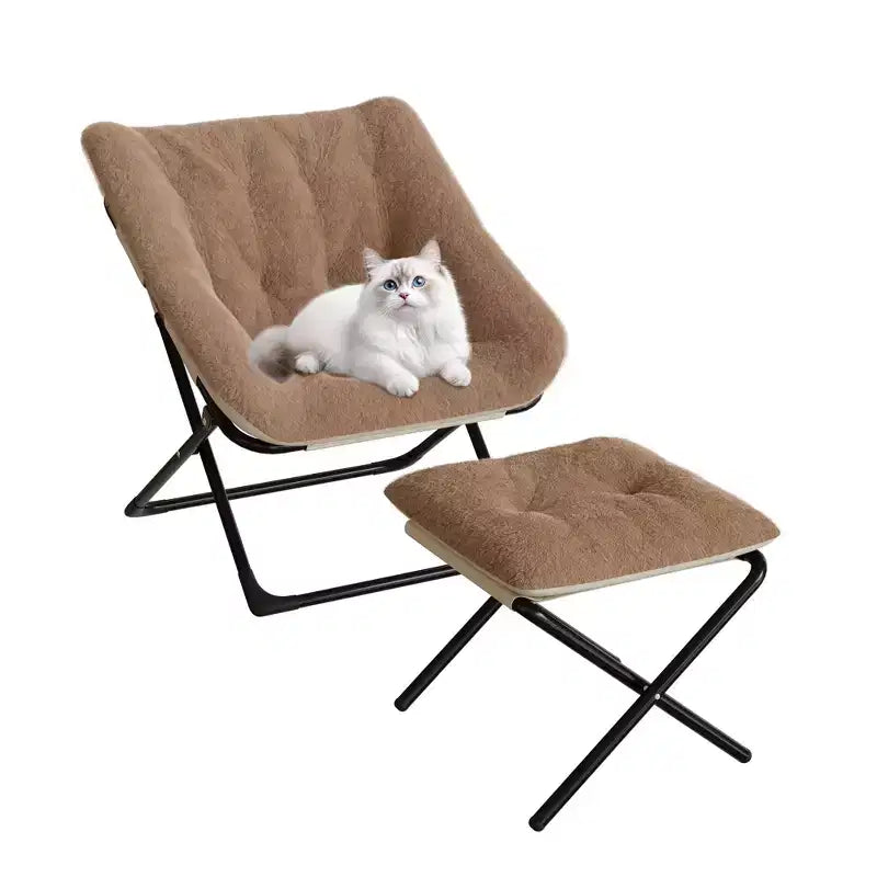 Poltrona lounge pieghevole in pelliccia sintetica, senza braccioli, 1 posto – Beige / Blu / Caffè / Grigio / Rosa