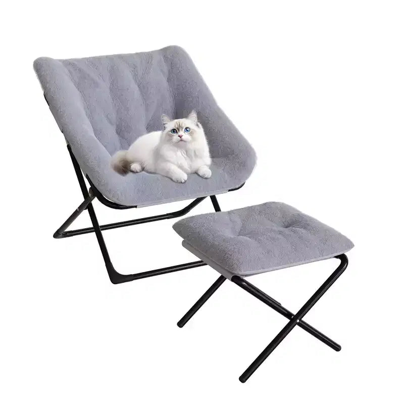 Poltrona lounge pieghevole in pelliccia sintetica, senza braccioli, 1 posto – Beige / Blu / Caffè / Grigio / Rosa