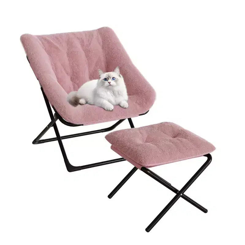 Poltrona lounge pieghevole in pelliccia sintetica, senza braccioli, 1 posto – Beige / Blu / Caffè / Grigio / Rosa