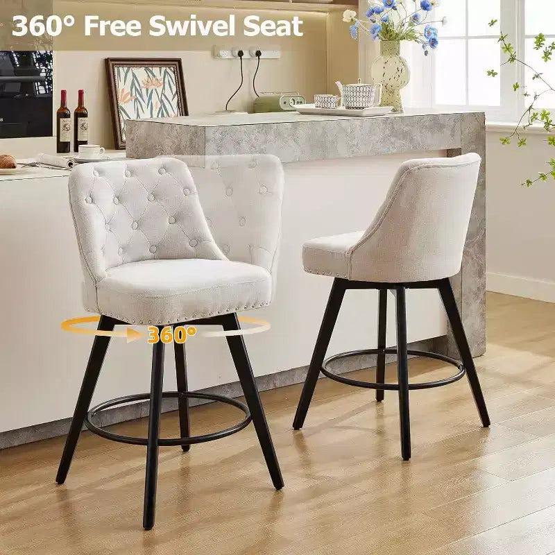 Sgabelli da bar girevoli in lino/PU, set da 2