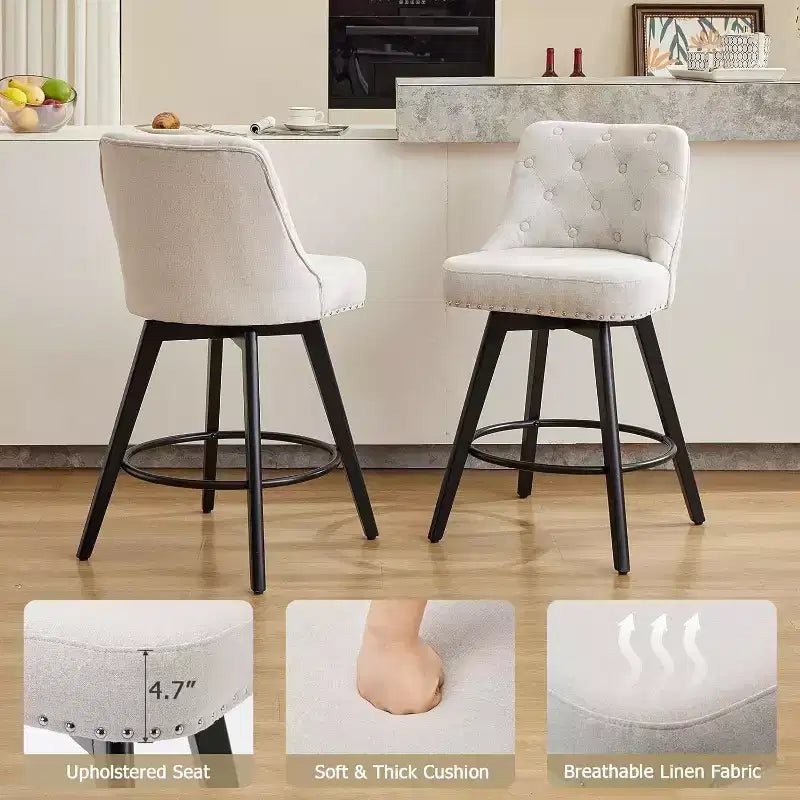 Sgabelli da bar girevoli in lino/PU, set da 2