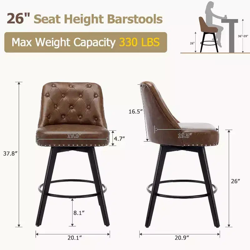 Sgabelli da bar girevoli in lino/PU, set da 2