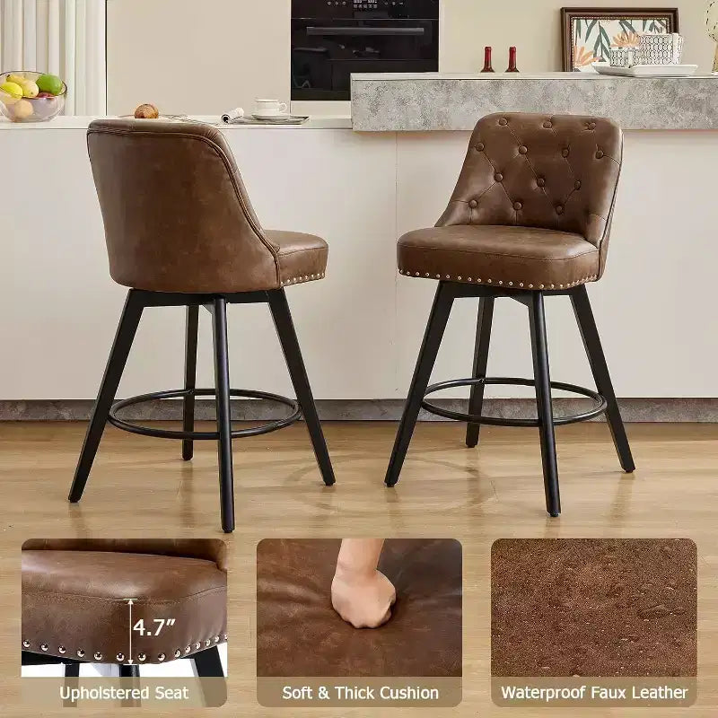 Sgabelli da bar girevoli in lino/PU, set da 2