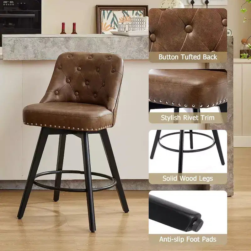 Sgabelli da bar girevoli in lino/PU, set da 2
