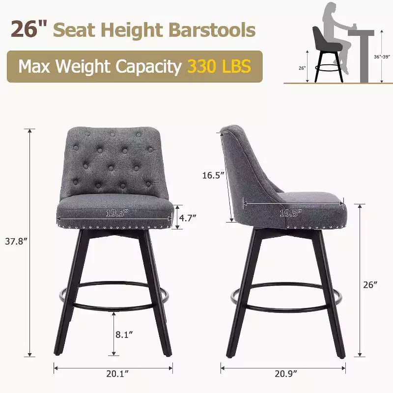 Sgabelli da bar girevoli in lino/PU, set da 2