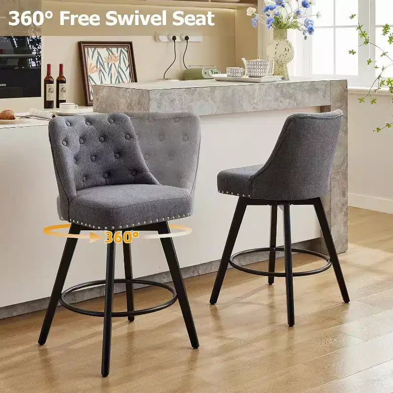 Sgabelli da bar girevoli in lino/PU, set da 2