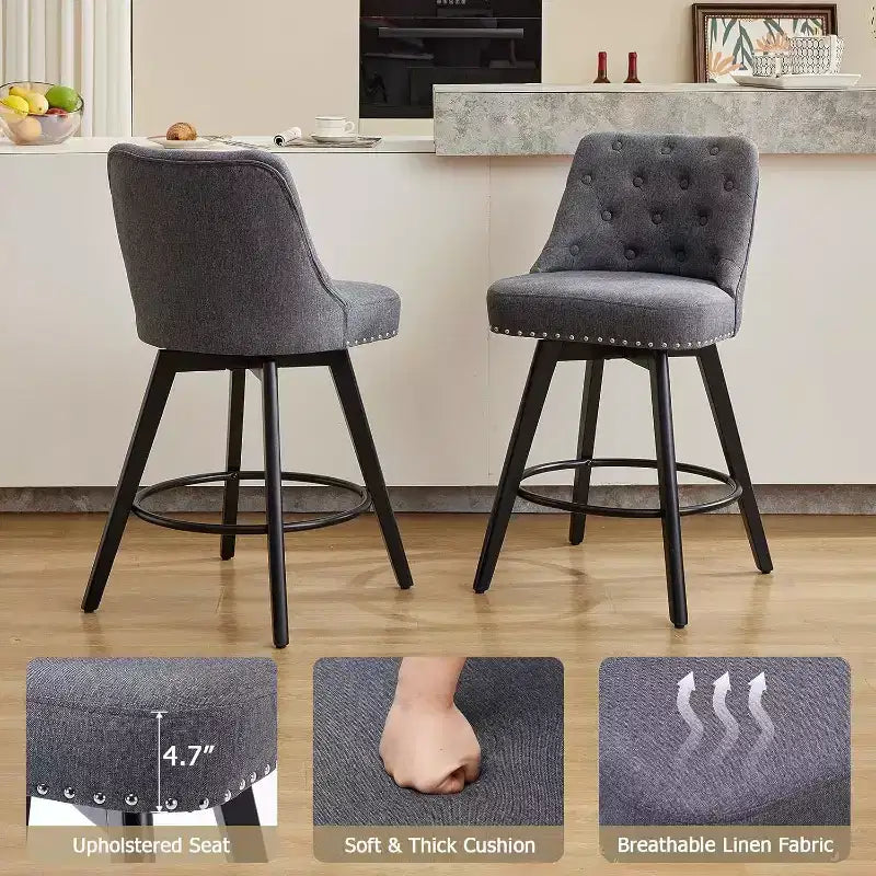 Sgabelli da bar girevoli in lino/PU, set da 2