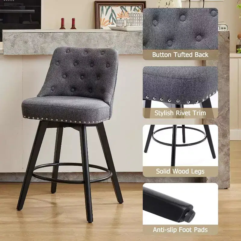 Sgabelli da bar girevoli in lino/PU, set da 2