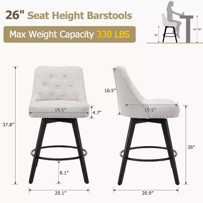 Sgabelli da bar girevoli in lino/PU, set da 2