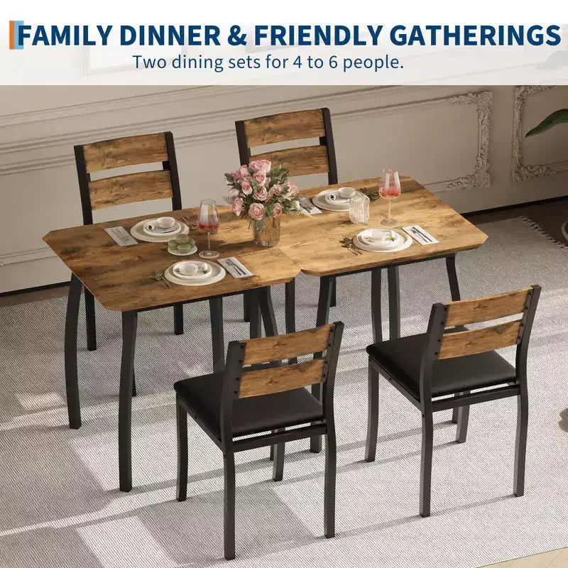 Set tavolo da pranzo 3 pezzi, quadrato, sedie imbottite, 2 posti