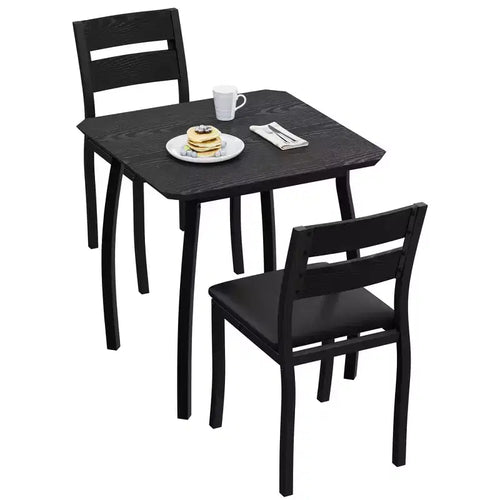 Set tavolo da pranzo 3 pezzi, quadrato, sedie imbottite, 2 posti