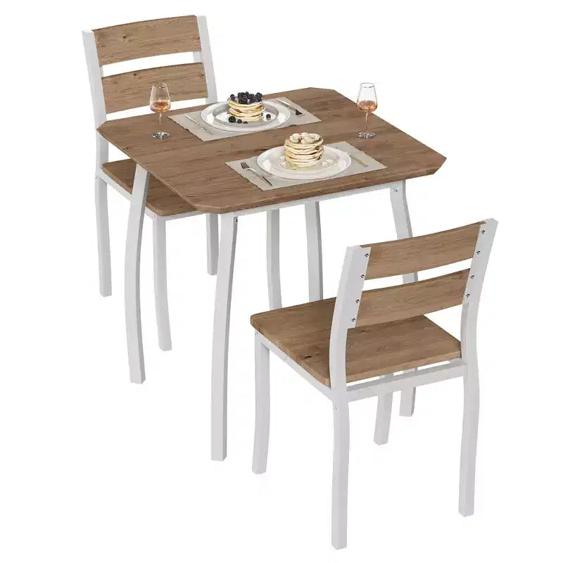 Set tavolo da pranzo 3 pezzi, quadrato, sedie imbottite, 2 posti