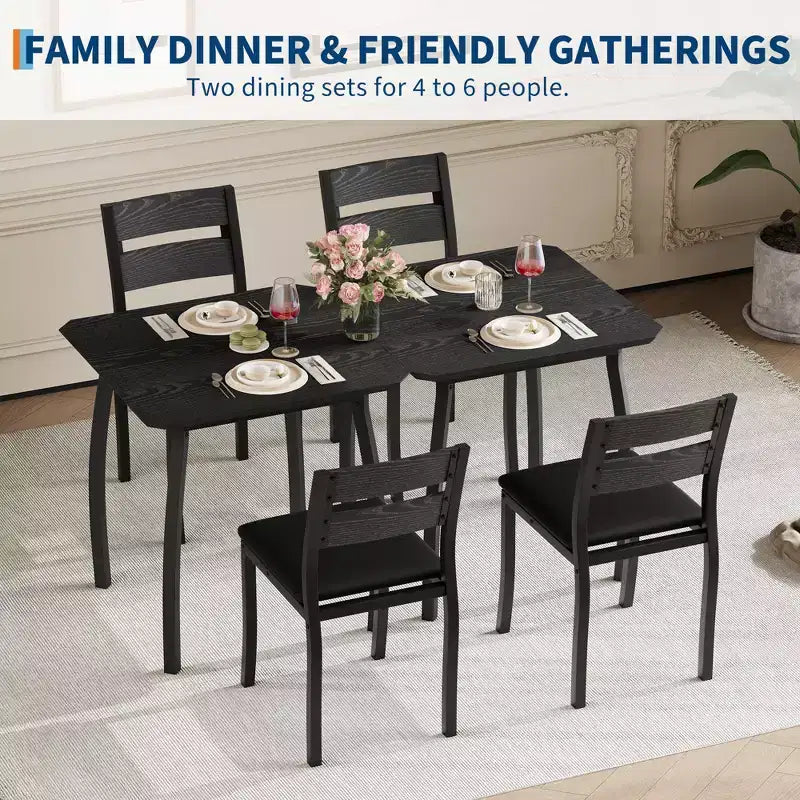 Set tavolo da pranzo 3 pezzi, quadrato, sedie imbottite, 2 posti