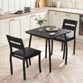 3 Piece Dining Table Set for 2, Farmhouse Kitchen Table and Upholstered Chair, Metal Frame Square Dining Room Furniture