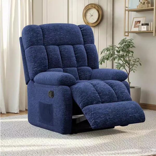 Poltrona reclinabile blu scuro, regolabile 110–160°, sedile singolo