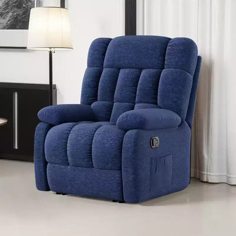 Poltrona reclinabile blu scuro, regolabile 110–160°, sedile singolo