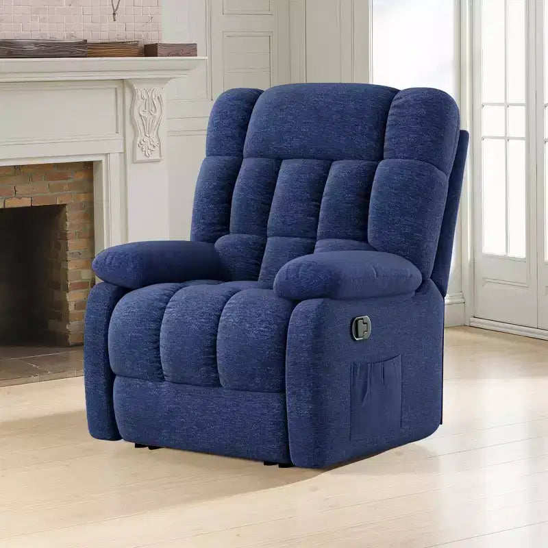 Poltrona reclinabile blu scuro, regolabile 110–160°, sedile singolo