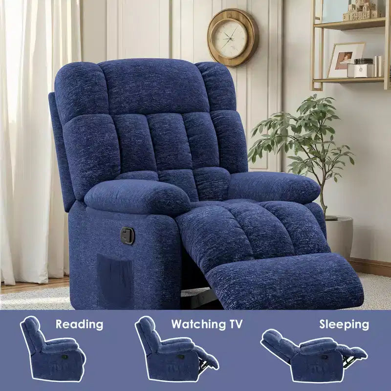 Poltrona reclinabile blu scuro, regolabile 110–160°, sedile singolo
