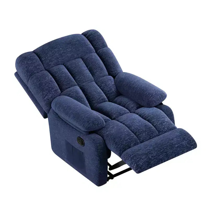 Poltrona reclinabile blu scuro, regolabile 110–160°, sedile singolo