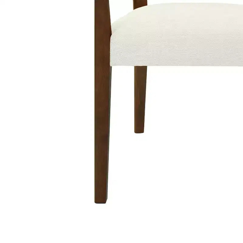 Sedia da pranzo imbottita in lino color noce con schienale in rattan, set da 2