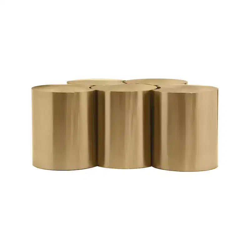 Tavolino esagonale in ferro spazzolato oro/argento/nero opaco, modulare, singolo