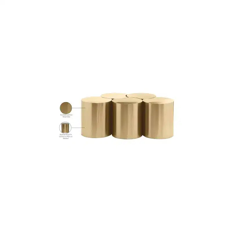 Tavolino esagonale in ferro spazzolato oro/argento/nero opaco, modulare, singolo