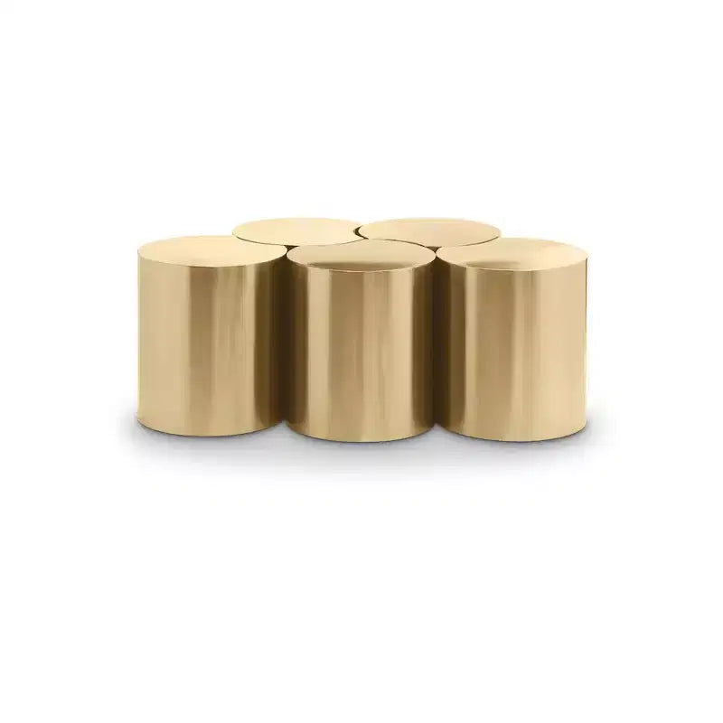 Tavolino esagonale in ferro spazzolato oro/argento/nero opaco, modulare, singolo