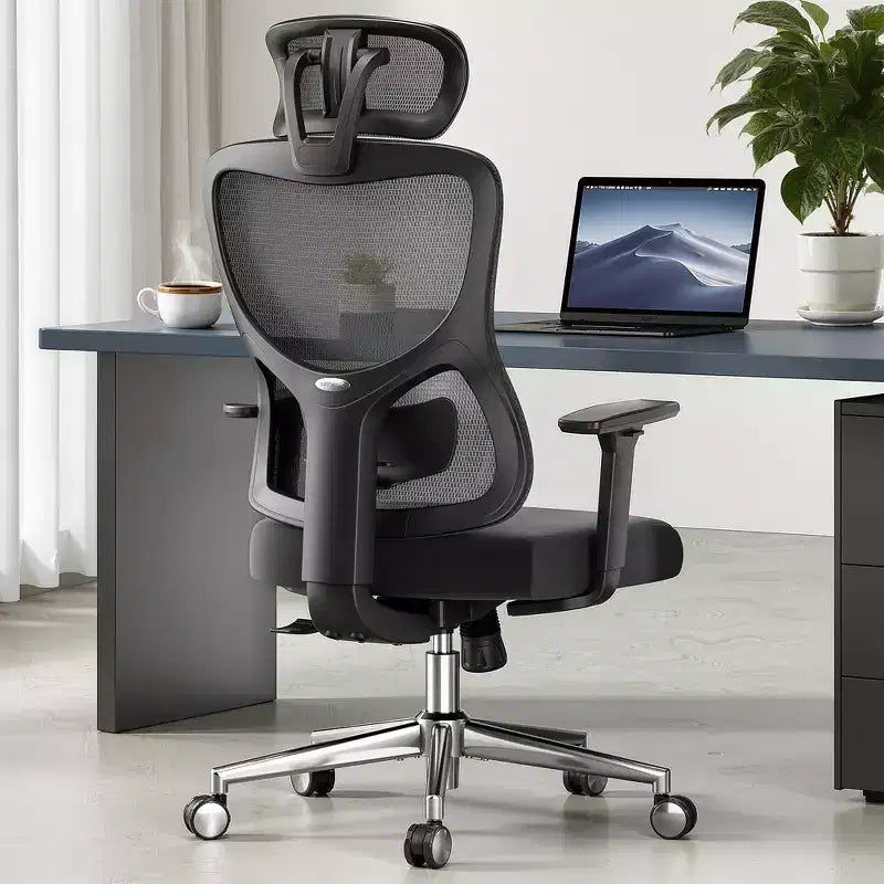 MAYEERTY Ergonomic Mesh Home Office Chair - With Headrest, Adjustable Lumbar Support & 3D Armrests (Black)