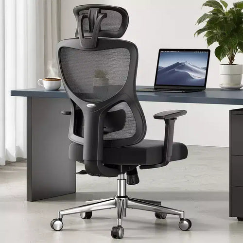 MAYEERTY Ergonomic Mesh Home Office Chair - With Headrest, Adjustable Lumbar Support & 3D Armrests (Black)