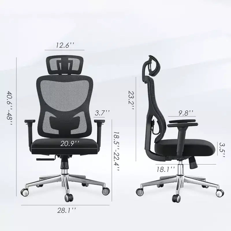 Sedia da ufficio ergonomica in rete nera, schienale basso, senza braccioli, 1 persona
